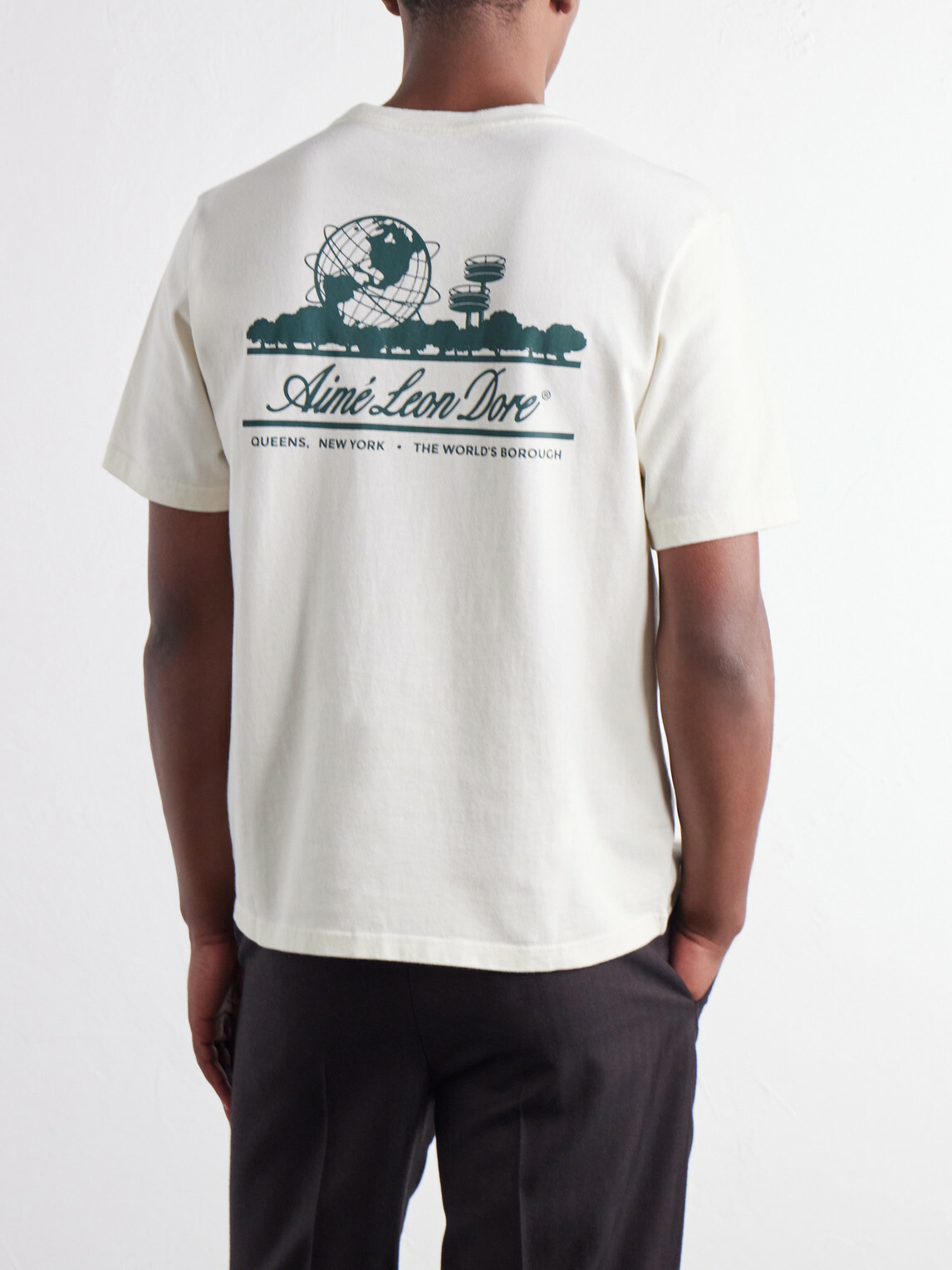Aimé Leon Dore - Unisphere Logo-Print Cotton-Jersey T-Shirt - Neutrals