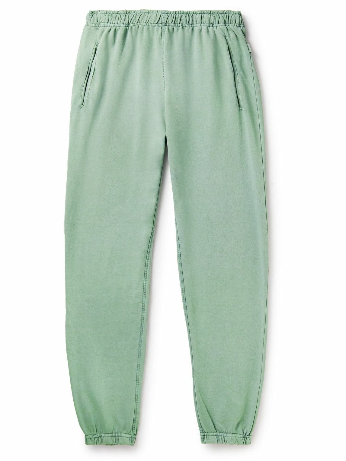 Photo: Onia - Tapered Garment-Dyed Cotton-Blend Terry Sweatpants - Green