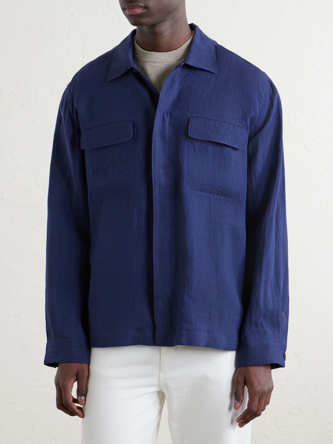 Sunspel - Linen Overshirt - Blue