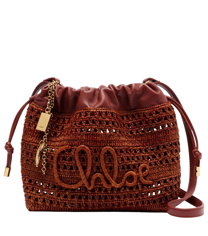 Photo: Chloé Mini leather-trimmed raffia bucket bag