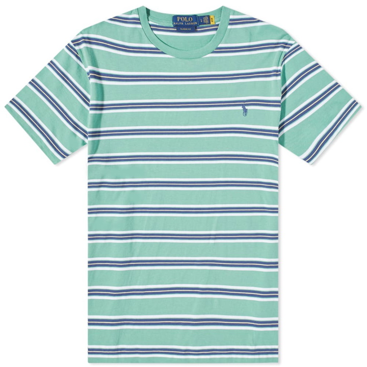 Photo: Polo Ralph Lauren Men's Multi Striped T-Shirt in Haven Green Multi