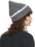 Maison Kitsuné Grey Patch Fluffy Knitted Beanie