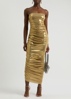 Norma Kamali Diana Ruched Metallic Stretch-jersey Maxi Dress Metallic Gold