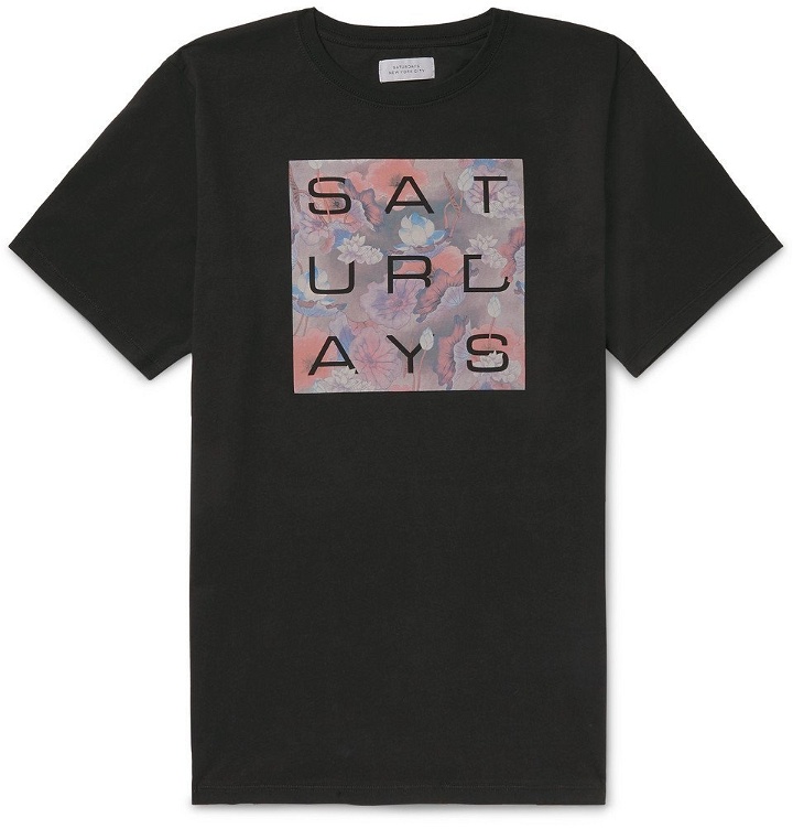 Photo: Saturdays NYC - Logo-Print Cotton-Jersey T-Shirt - Black
