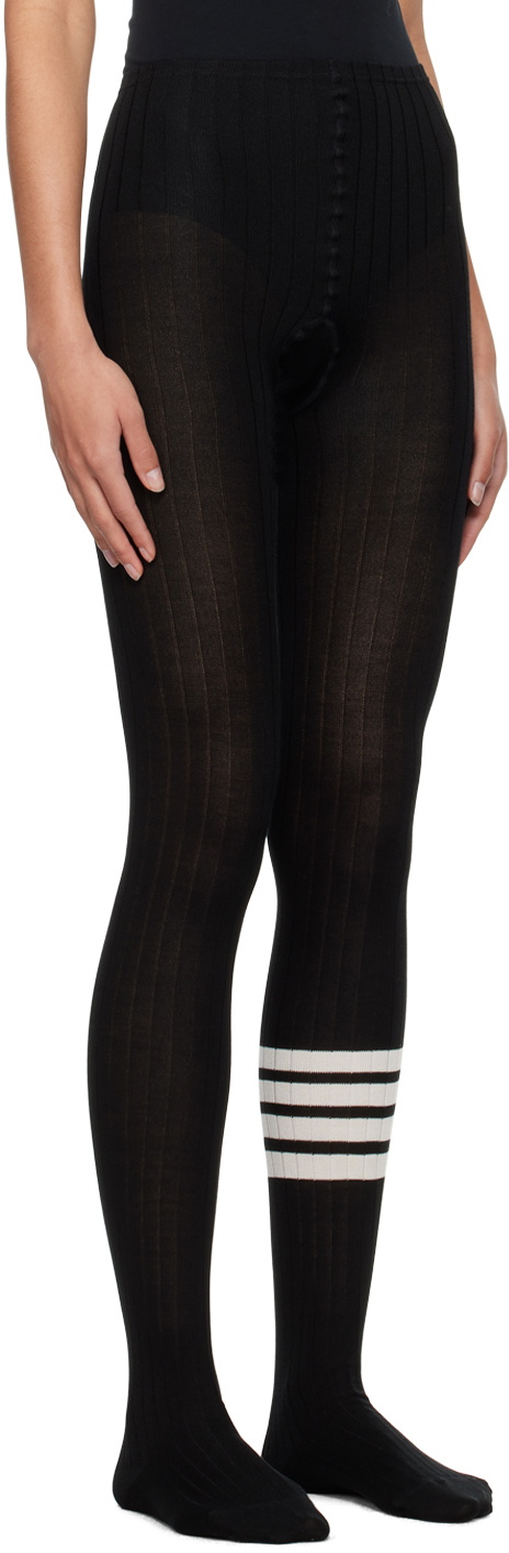 Thom Browne Black 4-Bar Opaque Rib Tights Thom Browne