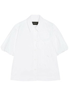 Simone Rocha Floral-appliquéd Cropped Cotton-poplin Shirt White