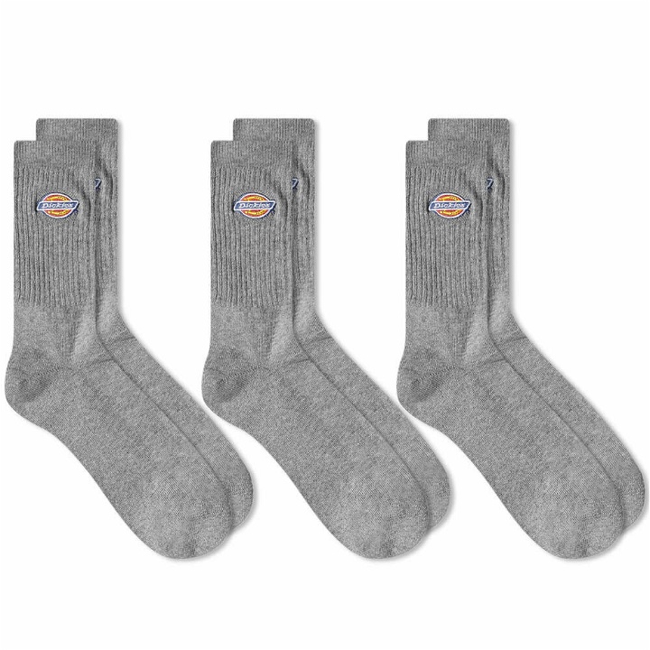 Photo: Dickies Men's Valley Grove Socks - 3 Pack in Grey Melange