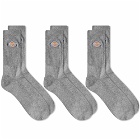 Dickies Men's Valley Grove Socks - 3 Pack in Grey Melange