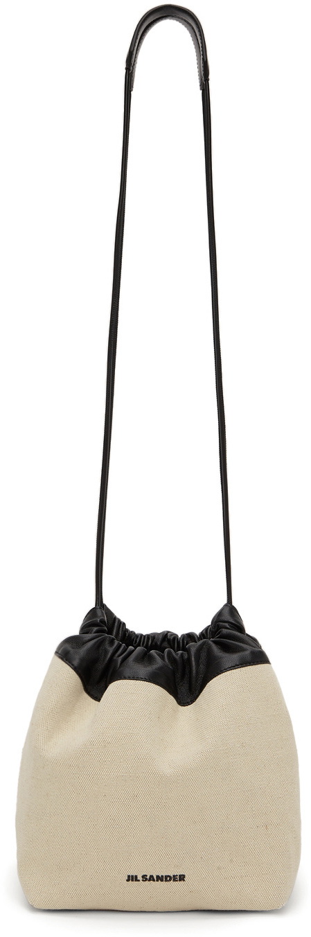 Jil Sander Beige & Black Drawstring Crossbody Bag Jil Sander