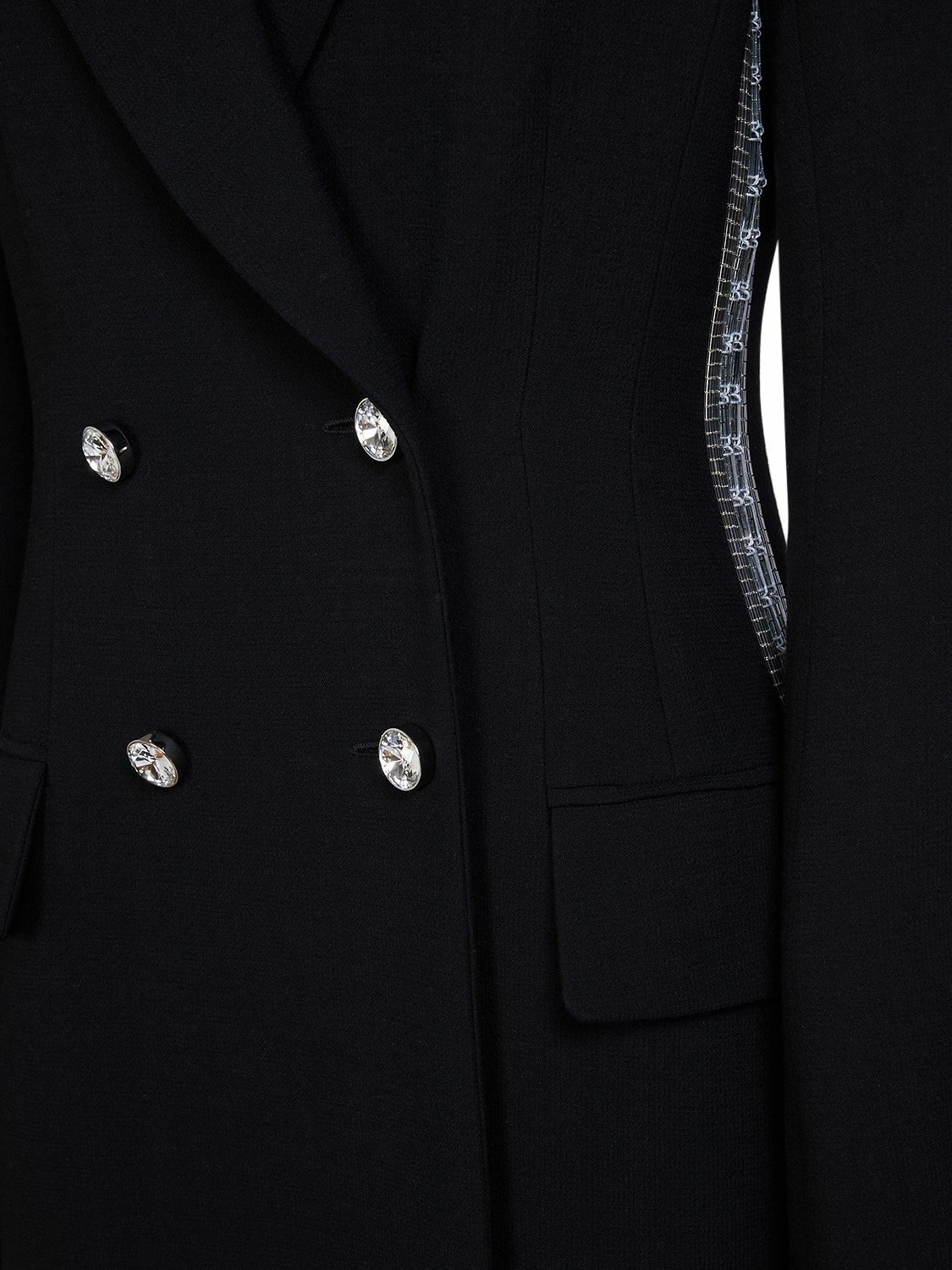 CHLOÉ Embellished Wool Crepe Long Coat