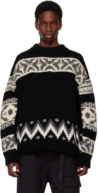 Photo: sacai Black & Gray Nordic Sweater