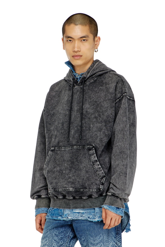 Photo: Diesel Treated denim-effect hoodie - Sweaters Mens in Grey