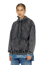 Diesel Treated denim-effect hoodie - Sweaters Mens in Grey