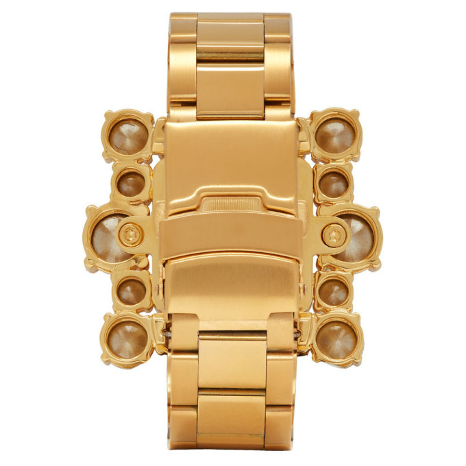 Miu Miu Gold and Blue Pearl Watch Bracelet