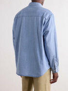 WTAPS - BD 01 Logo-Appliquéd Stone-Bleach Denim Shirt - Blue