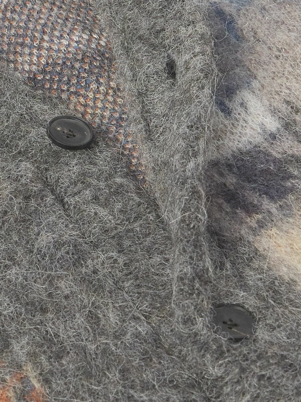 Mr P. - Brushed Jacquard-Knit Cardigan - Gray