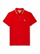 Valentino Garavani - Logo-Appliquéd Striped Cotton-Piqué Polo Shirt - Red
