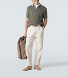 Brunello Cucinelli Leather-trimmed thong sandals