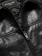 BALENCIAGA - Oversized Padded Crinkled-Leather Jacket - Black