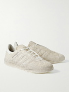 Y-3 - Gazelle Distressed Leather-Trimmed Suede Sneakers - Neutrals