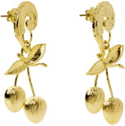Chopova Lowena Gold Leaf With Cherry Pendant Earrings