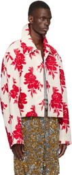 Dries Van Noten Red & Off-White Floral Jacket