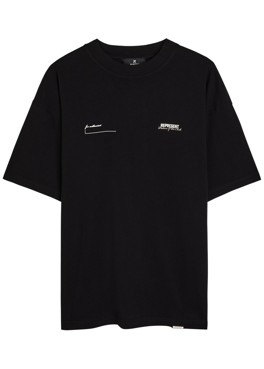 Represent Patron of The Club Printed Cotton T-shirt Black