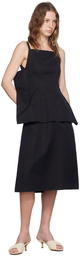 Jil Sander Black Square Neck Midi Dress