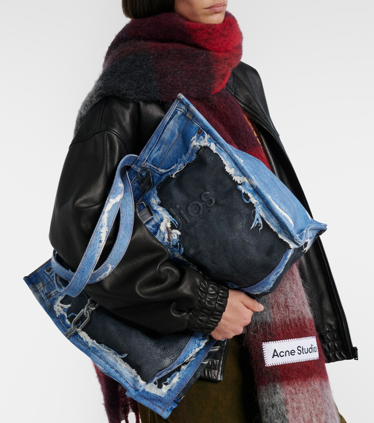 Acne Studios Trompe-l'oeil denim tote bag