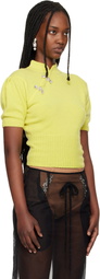 Simone Rocha Green Embellished Mandarin Collar Cashmere Sweater