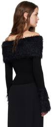 Jean Paul Gaultier Black Viscose Ribbed & Hairy Sweater