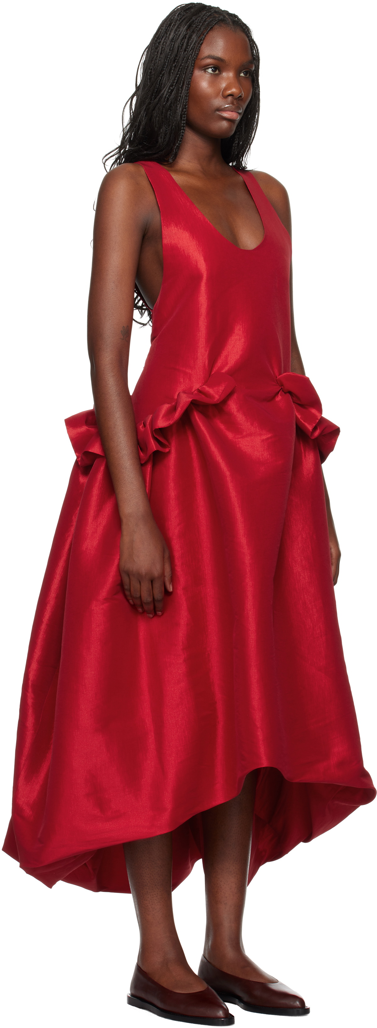 Kika Vargas SSENSE Exclusive Red Ramya Midi Dress