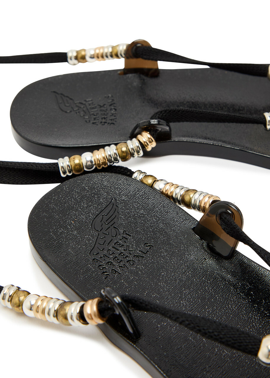 Ancient Greek Sandals Esther Beaded Jelly Sandals Black