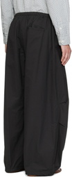 AMOMENTO Black Drawstring Wide Fatigue Trousers