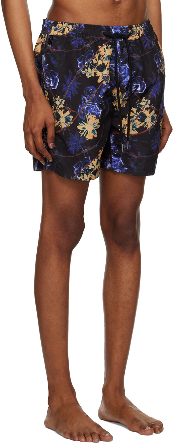 Ksubi Black Hyperflower Swim Shorts Ksubi