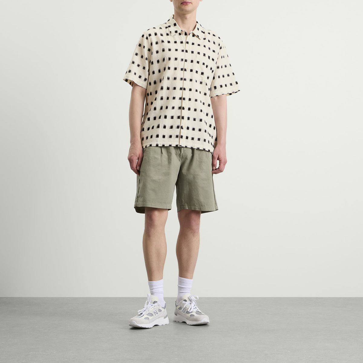 Folk Men's Gabe Short Sleeve Shirt in Black Window Ikat