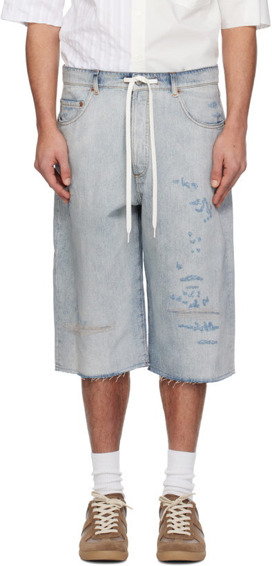 Photo: MM6 Maison Margiela Blue Drawstring Denim Shorts