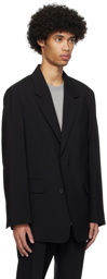 Solid Homme Black Concealed Button Blazer