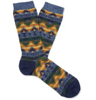 Anonymous Ism - Cotton-Blend Jacquard Socks - Blue