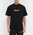Palm Angels - Glittered Logo-Print Cotton-Jersey T-Shirt - Black