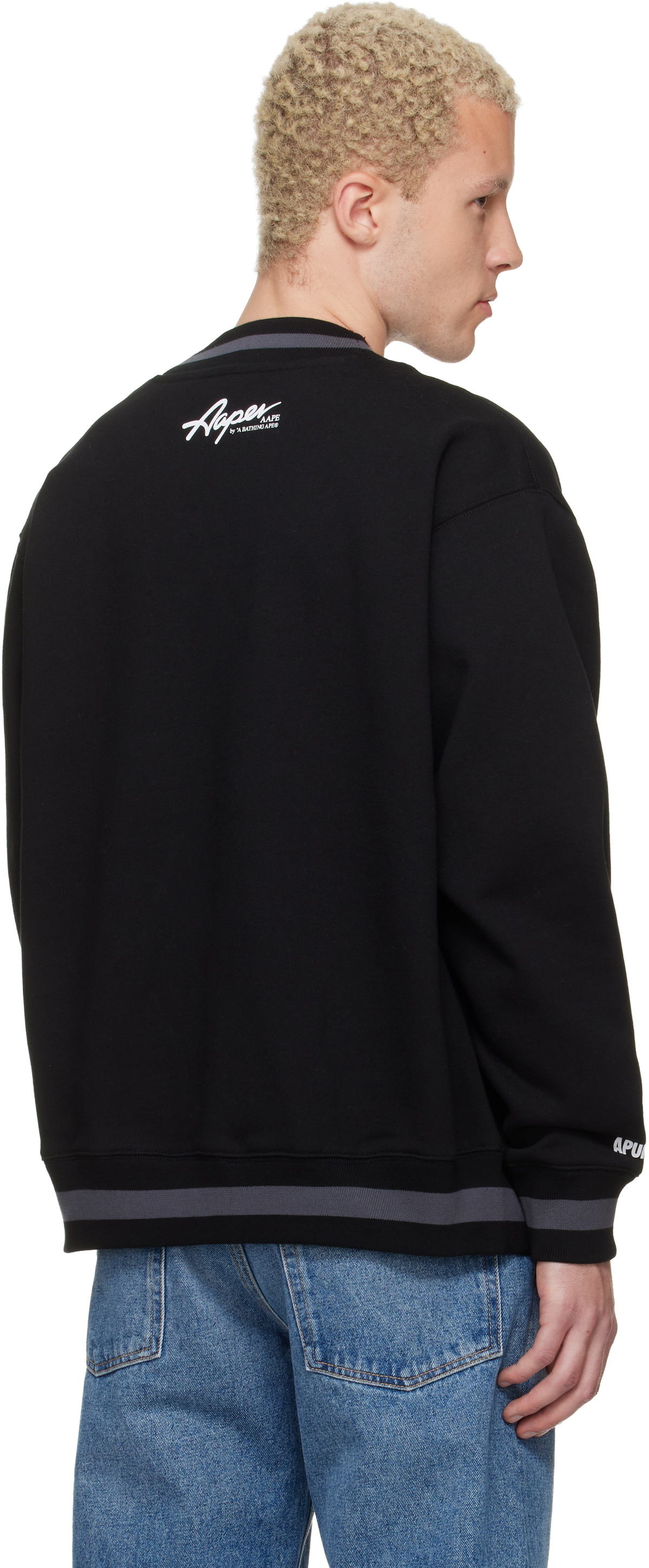 AAPE by A Bathing Ape Black 'AAPER' Button Down Cardigan