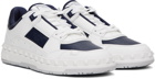 Valentino Garavani White & Navy Freedots Sneakers