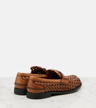 Miu Miu Woven leather penny loafers