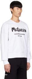 Alexander McQueen White Graffiti Sweatshirt