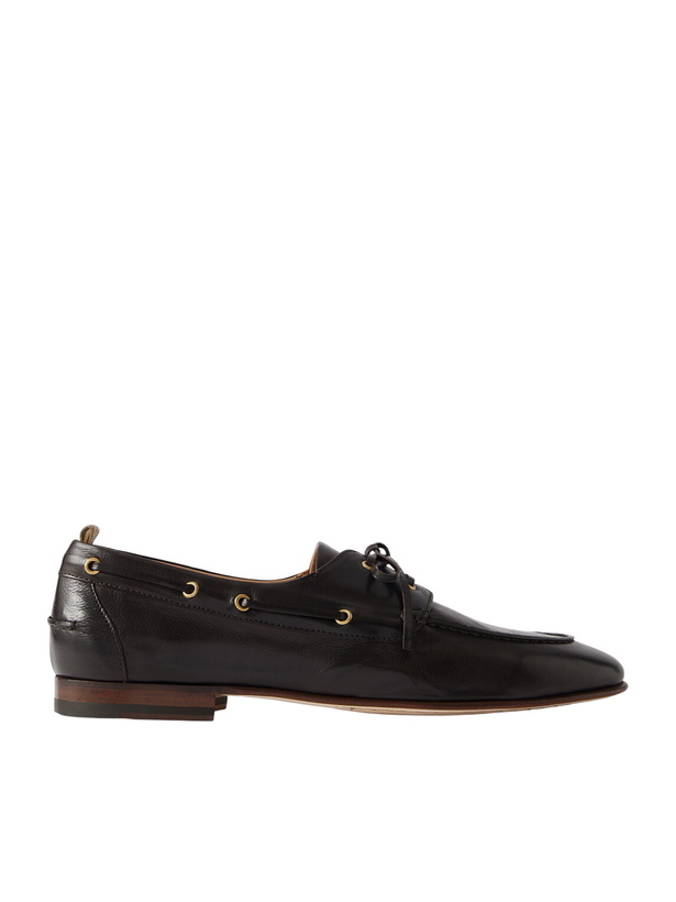 Photo: Officine Creative - Twist 001 Glossed-Leather Boat Shoes - Brown