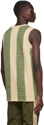 Ahluwalia Green & Beige Textured Knit Vest