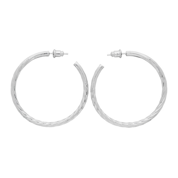 Portrait Report Silver Sade Twist Hoop Earrings