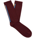 Paul Smith - Striped Cotton-Blend Socks - Burgundy