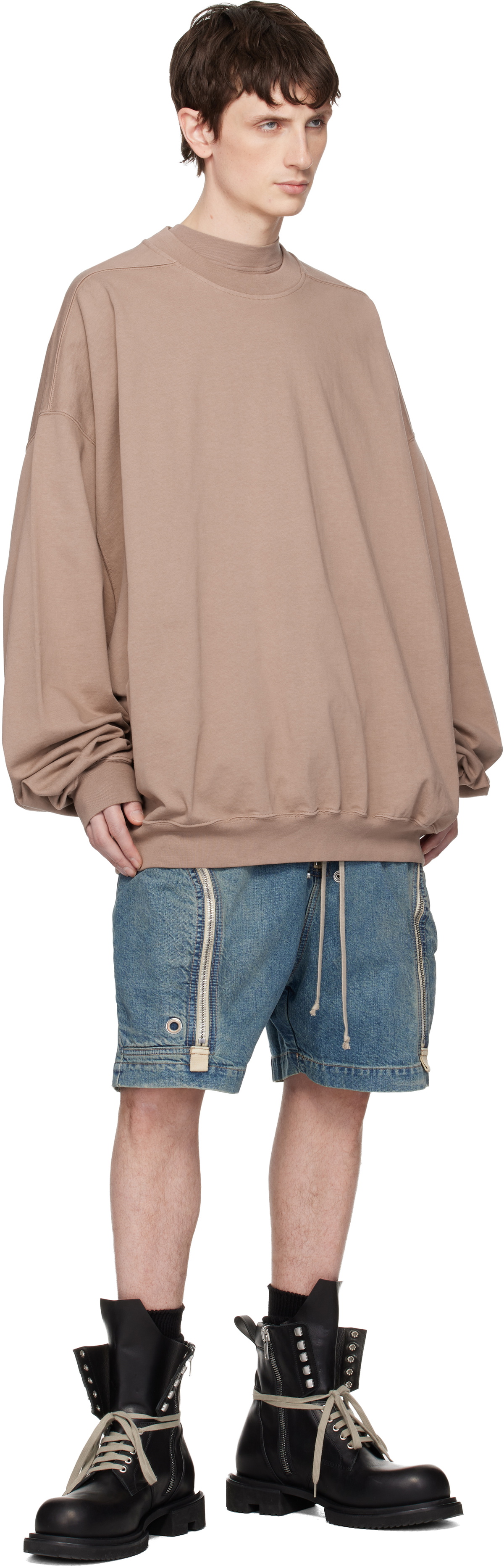 Rick Owens DRKSHDW Taupe Temple Hun Crewneck Sweatshirt