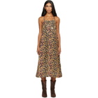 R13 Brown Relaxed Strappy Midi Dress